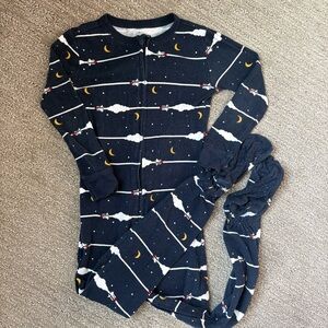 Old Navy Full Zip Feet Pajamas Rocket Ship 4t